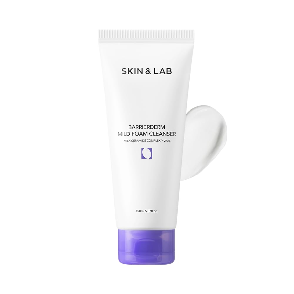 Skin&Lab Barrierderm Mild Foam Cleanser | Contains Milk Ceramide Complex | Gentle Daill Cleanser Face Wash | For All Skin Types | 5.07 Fl.Oz