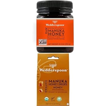 Wedderspoon Raw Premium Manuka Honey KFactor 16 (8.8 Oz, Pack of 1) and Manuka Honey Drops Honey & Echinacea (20 Count, Pack of 1) - Genuine New Zealand Honey, Perfect Remedy For Dry Throats : Grocery & Gourmet Food