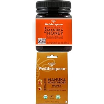 Wedderspoon Raw Premium Manuka Honey KFactor 16 (8.8 Oz, Pack of 1) and Manuka Honey Drops Honey & Echinacea (20 Count, Pack of 1) - Genuine New Zealand Honey, Perfect Remedy For Dry Throats : Grocery & Gourmet Food