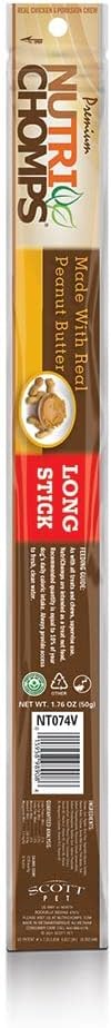 Nutri Chomps 15" Long Stick, Rawhide-Free Dog Treats, Easy To Digest, Long Lasting, Healthy, 1 Count Peanut Butter
