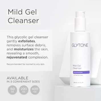 Glytone Mild Gel Exfoliating Cleanser, Pure Glycolic Acid Face Wash For Moisturizing & Rejuvenating Skin, Vegan & Fragrance-Free Face Exfoliator Scrub For All Skin Types, 13.5 Fl. Oz