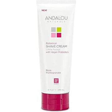 Andalou Naturals Rose Pomegranate Botanical Shave Cream, 8 Ounce