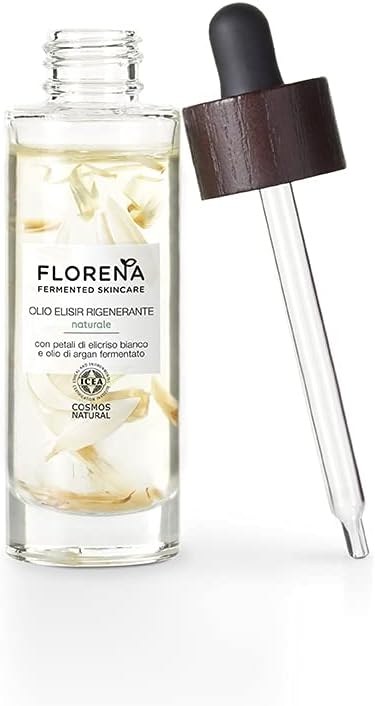 Florena Fermented Skincare Natural Regenerating Elisir Oil, Face Oil With White Elyra Petals & Fermented Organic Argan Oil, Vegan Face Moisturizing Oil, 30Ml