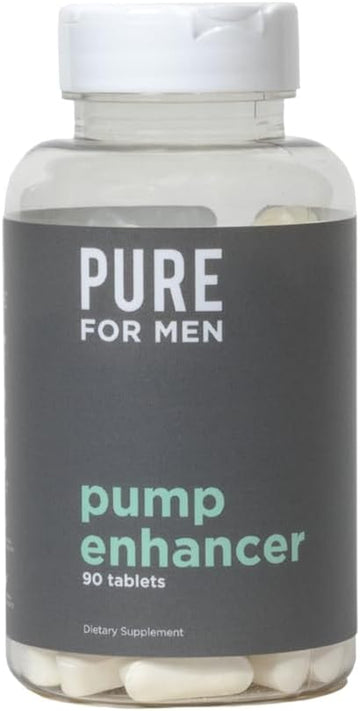 Pure for Men Pump Enhancer | Pre Workout Supplement for Muscle Pump, Stamina and Increased Blood Flow | Nitric Oxide Booster with L-Arginine & L-Citrulline | Focus and Energy Support | 90 Count