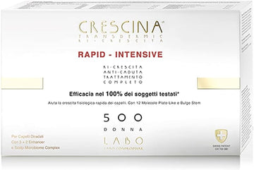 Labo Crescina Transdermic Rapid-Intensive Double Anti-Hair Loss And Regrowth Treatment 500 Woman 20+20 Ampoules