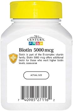 21st Century Biotin 5000 mcg Capsules,2 Count