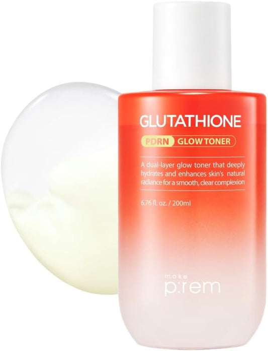 Make P:Rem Glutathione Pdrn Glow Toner, Antioxidant Radiance Booster With Dual Layer Moisture & Smoothing Formula For Sensitive Skin, Korean Skin Care, 6.76 Fl Oz, 200Ml (6.76 Fl Oz, 200Ml) : Beauty & Personal Care