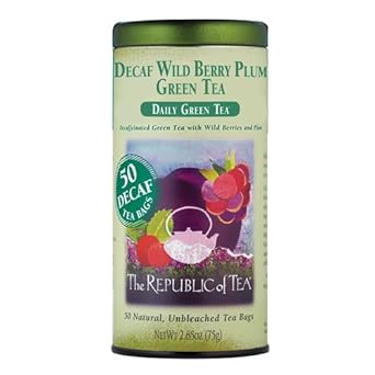 The Republic Of Tea - Decaf Wild Berry Plum Green Tea, 50 Tea Bags, Tin | Fruit Tea | Decaffeinated