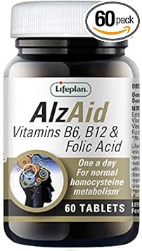 Lifeplan Alzaid Vitamins B6, B12 & Folic Acid Tablets X 60. Reduces Tiredness & Fatigue. For Normal Psychological Function