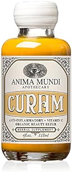 Anima Mundi Curam Organic Beauty Elixir - Liquid Turmeric Tincture - Adaptogenic Liquid Herbal Tincture with Organic Turmeric Root Extract - Add to Tea, Coffee, Smoothies and More (4oz / 118ml)