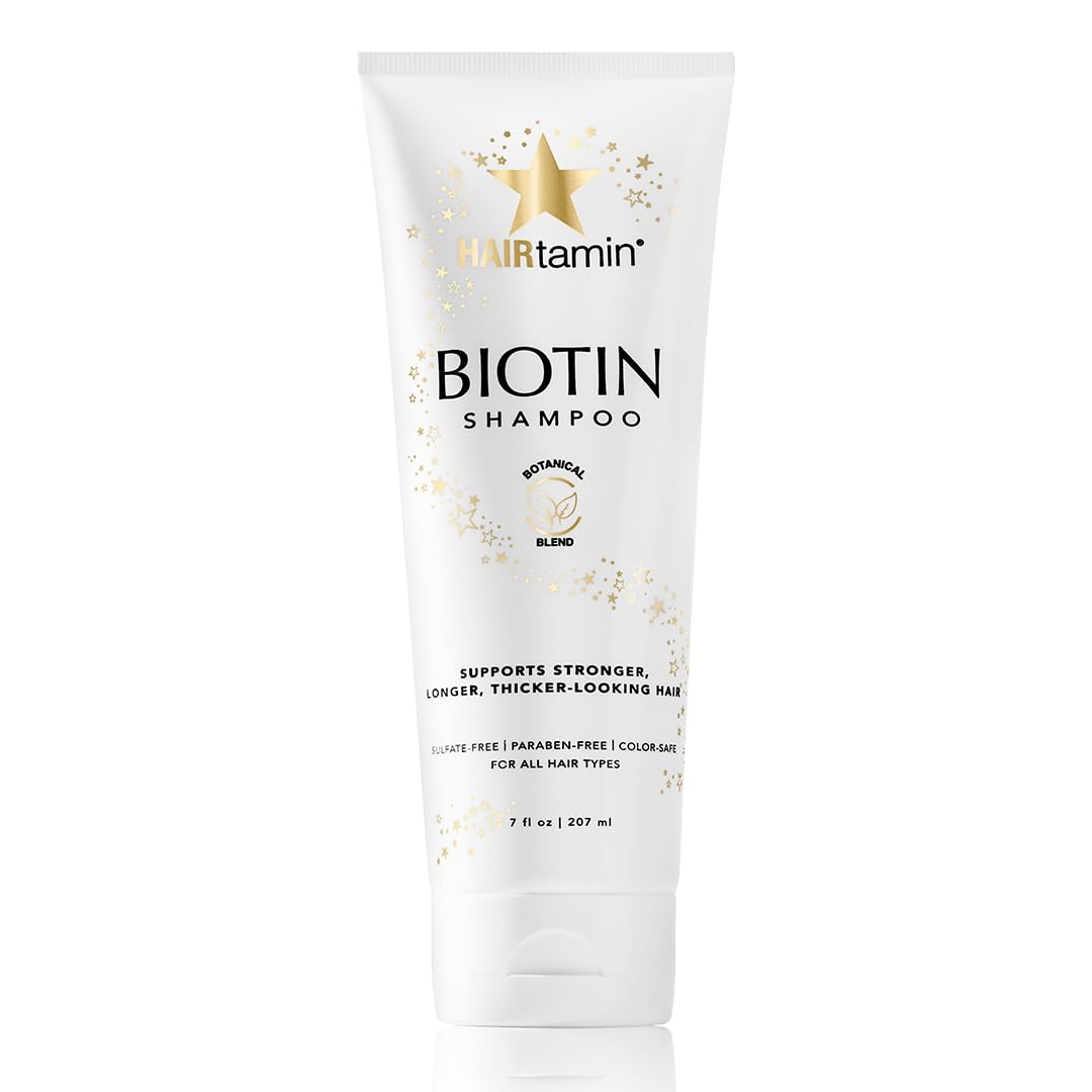 Hairtamin Biotin Shampoo - Helps To Support Stronger, Longer, Thicker-Looking Hair With Sulfate-Free, Hydrating, Vitamin Rich Formula Shampoo, Made With Vitamin B5, Cucumber Extract, Aloe Vera