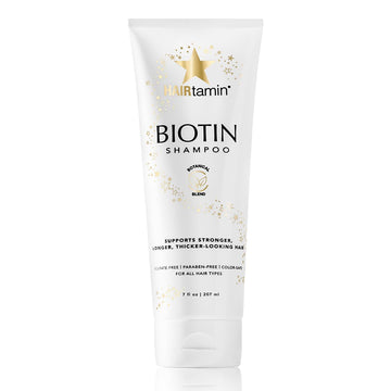 Hairtamin Biotin Shampoo - Helps To Support Stronger, Longer, Thicker-Looking Hair With Sulfate-Free, Hydrating, Vitamin Rich Formula Shampoo, Made With Vitamin B5, Cucumber Extract, Aloe Vera