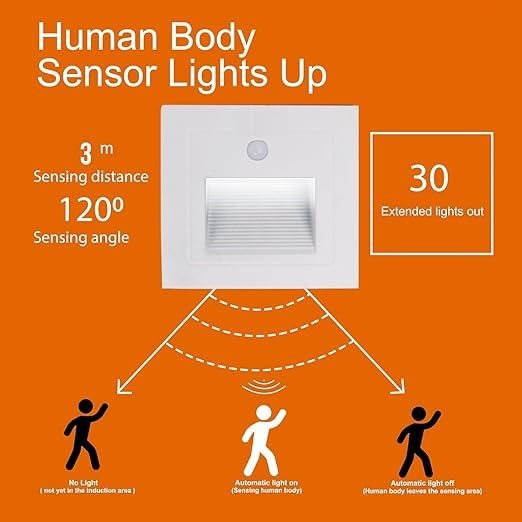 INFINIBYTE Motion Sensor LED Foot Light – 3W IP65 Waterproof Indoor & Outdoor PIR Wall & Conceal Light (3000K White)