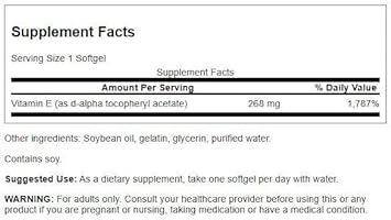Swanson Natural Vitamin E 400 Iu (268 Milligrams) 250 Sgels