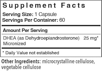 Patient One Dhea 25 Mg | Supplement To Support Positive Mood, Energy Levels, And Endocrine Health* | Micronized For Enhanced Absorption | 60 Capsules
