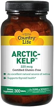 Country Life Arctic Kelp, Iodine Supplement For Thyroid Health Support, 300 Tablets