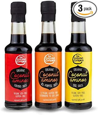 Organic Coconut Aminos 3 X 150Ml, Coconut Sauce, 100% Natural, Pure Coconut Sap, Naturally Fermented, Raw, All-Purpose, Bbq, Teriyaki