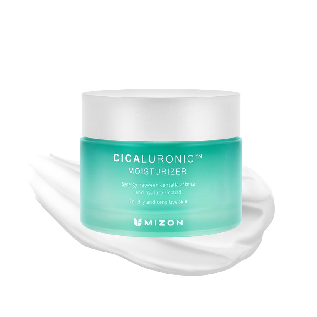 Mizon Cicaluronic Moisturizer Centella Asiatica And Hyaluronic Acid Shea Butter Rich Moisturizer Soothing Hydrating Korean Skincare (1.69 Fl Oz/50Ml)