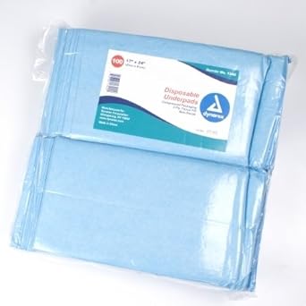 Dynarex Disposable Underpads, with Polymer, Medical-Grade Incontinence Bed Pads to Protect Sheets, 30” x 36” (105g), 1 Case of 100 Underpads (2 Boxes of 50) : Health & Household