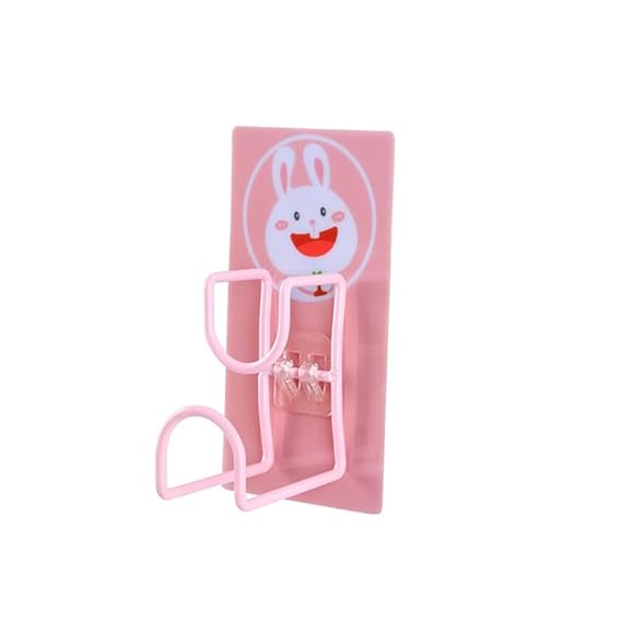 Cartoon Metal Wall Hanging Hook - Towel Rack, Washbasin Storage Hanger for Bathroom & Kitchen Shelf Organization(Pack of 5) (Pink)