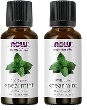 Now Essential Oils, Spearmint Oil, Stimulating Aromatherapy Scent, Steam Distilled, 100% Pure, Vegan, Child Resistant Cap, 1-Ounce (Pack Of 2)