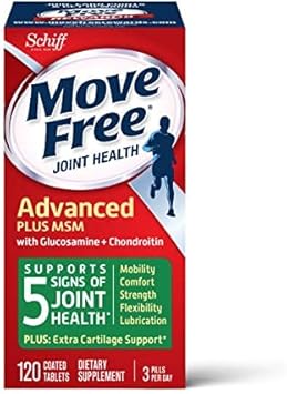 Glucosamine Chondroitin MSM Joint Supplement For Men and Women, Move Free (120 count bottle), Joint Support Tablets, Supports Mobility exibility Strength Lubrication & Comfort