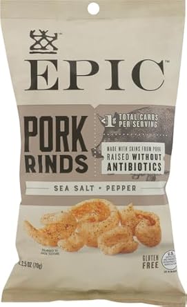 Epic Sea Salt & Pepper Pork Rinds, Keto Friendly, Paleo Friendly, 2.5 Oz