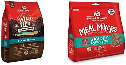 Stella & Chewy's Poultry-Free Bundle (Wild Red Ocean Recipe Grain-Free Kibble, Salmon & Cod Meal Mixers) : Pet Supplies