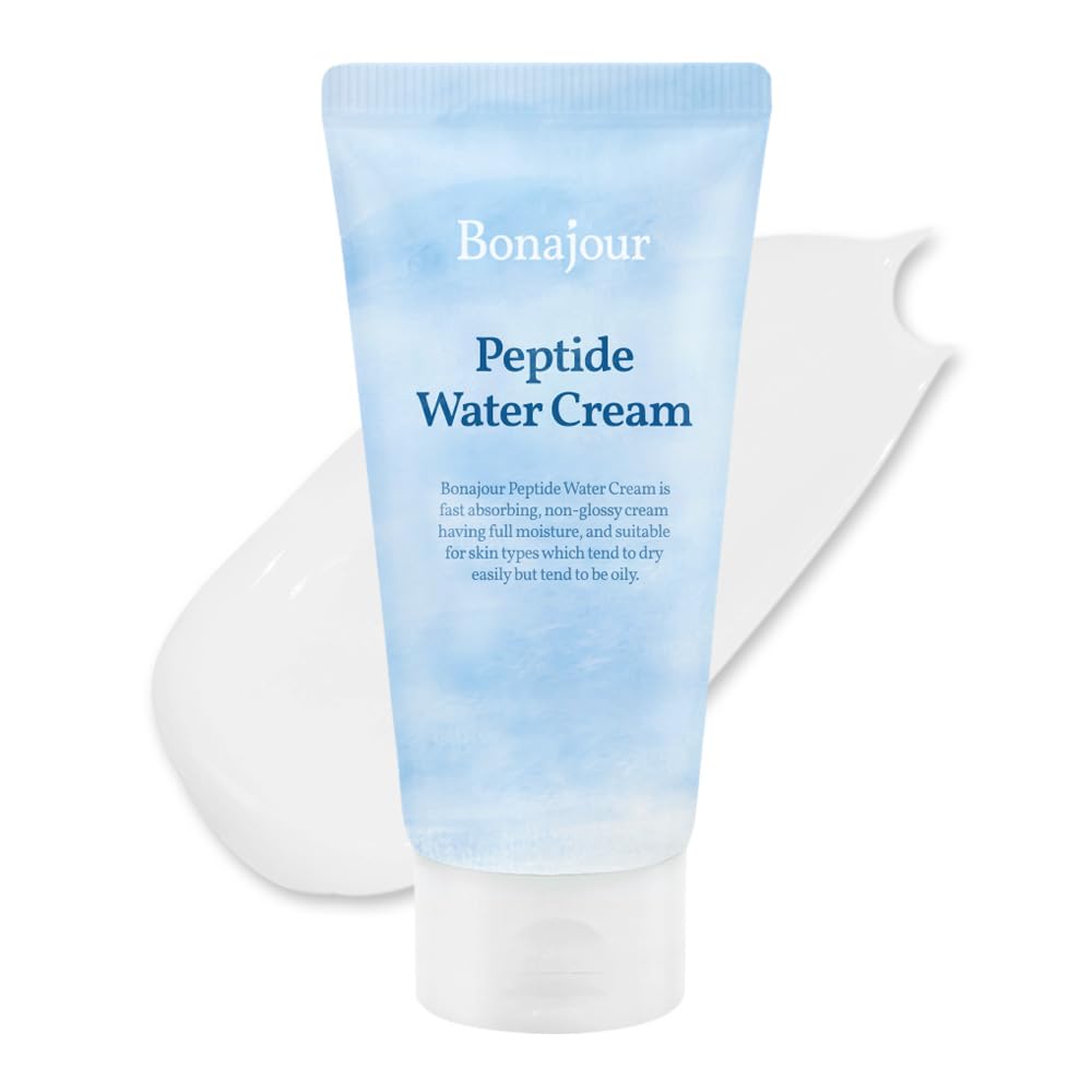 Bonajour Vegan Peptide Hyaluronic Acid Moisturizing Cream For Oily Skin & Sensitive Skin (Lightweight Face Moisturizer), Best Anti Aging & Wrinkle, Repair, Brightening Care Lotion 3.38 Fl. Oz