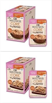 Wellness CORE Tiny Tasters Grain Free Wet Kitten Food Variety Bundle: Chicken Pate, 12 Pack + Minced Chicken in Gravy, 12 Pack : Pet Supplies