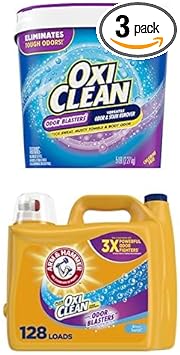 Bundle of OxiClean Odor Blasters Odor & Stain Remover Powder, Laundry Odor Eliminator, 5 Lbs + Arm & Hammer Liquid Laundry 166.5oz Odor Blasters Plus OxiClean : Health & Household