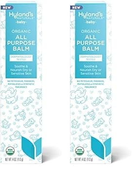 Hyland’S Baby Organic All Purpose Balm, Soothe & Nourish Dry Or Sensitive Skin, With Organic Almond & Coconut Oil, Shea Butter, & Calendula, Safe & Gentle, Dermatologist Tested, 4 Oz