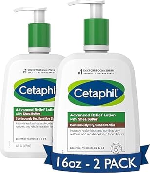 Cetaphil Body Lotion, Advanced Relief Lotion with Shea Butter for Dry, Sensitive Skin, 16 oz Pack of 2, Fragrance Free, Hypoallergenic, Non-Comedogenic : Beauty & Personal Care