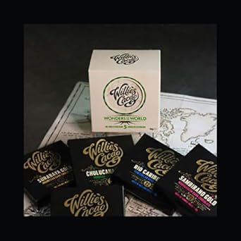 Willie'S Cacao 5 Wonders Of The World Chocolate Tasting Box. 5 X 50G Single Estate Dark Chocolate Bars And Willie'S Map Of The World. Vegan. (Total 250G)