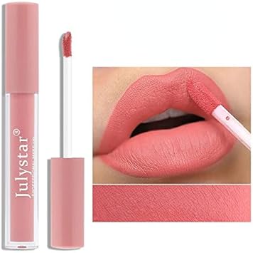 Julystar Matte Lip Glaze, Matte Lipstick, Non-Stick Cup, Non-Fading Lip Gloss, Genuine Makeup (08#)