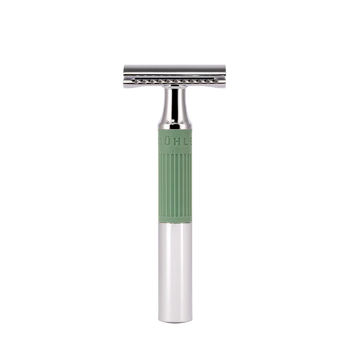 Mühle Neo Safety Razor|Double Edge Safety Razor For Beginners And Experienced Shavers|Sustainable Eco-Friendly And Reusable|For Men And Women|Chrome With Sage Green Silicone Grip Handle : Beauty & Personal Care