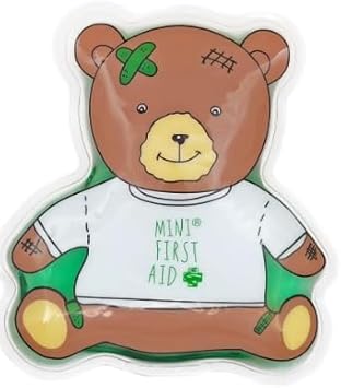 Mini First Aid Hot/Cold Reusable Gel Pack – For Bumps, Bruises, & Pain Relief – Flexible Compress For Heat Or Cool Therapy – Cute Teddy Bear Design – Ideal For Kids