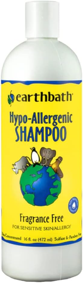 Earthbath Hypoallergenic Dog Shampoo – Pet Shampoo for Sensitive Skin & Allergies, Made in USA – Fragrance Free, 16 oz (Pack of 1)