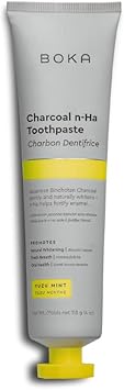 Boka Charcoal Toothpaste - Nano Hydroxyapatite, Fluoride Free, Remineralizing, Sensitive Teeth, Whitening - Dentist Recommended For Adult, Kids - Yuzu Mint Flavor, 4Oz 1Pk - Us Manufactured