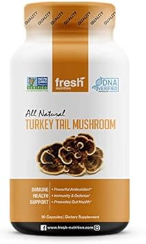 Organic Turkey Tail Mushroom Extract Supplement - High in Beta Glucans ? Non-GMO, Vegan Friendly, Gluten-Free - 90 Capsules