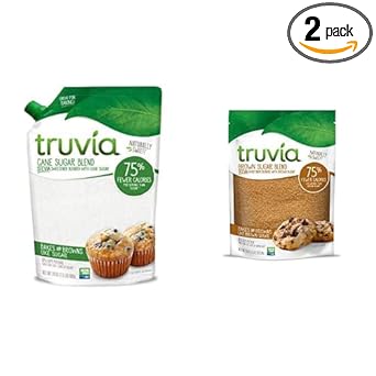 Truvia Sugar Blend Sweeteners Bundle (Pack Of 2), Includes One 24 Oz Bag Of Cane Sugar Blend And One 18 Oz Bag Of Brown Sugar Blend, Stevia Sweetener And Sugar Blend