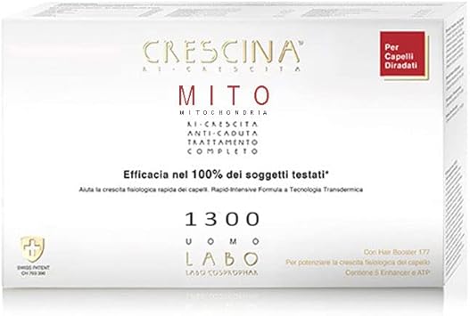 Crescina Transdermic Mito Re-Growth And Anti-Hair Loss Double Treatment For Thinning Hair 1300 Men 40 Vials (20+20)