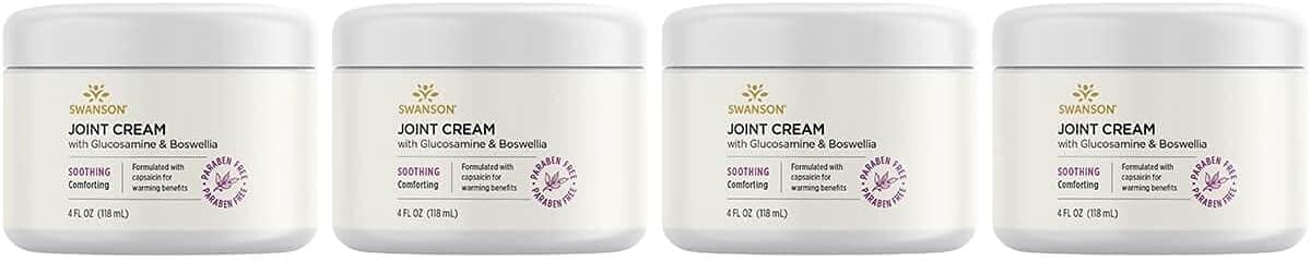 Swanson Joint Cream With Glucosamine & Boswellia 4 Fl Oz Cream 4 Pack