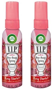 Air Wick V.I.P. Pre-Poop Toilet Spray | Rosy Starlet Scent | Contains Essential Oils | Travel Size Air Freshener | Up to 100 uses - 1.85 Ounce (Pack of 2)