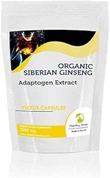 Siberian Ginseng Adaptogen Extract 2000mg Veggie Health Food Supplement Vitamins 30 Capsules Metabolism Formula Guarana Capsicum Kelp Apple Cider Vinegar Nutrition Supplements HEALTHY MOOD