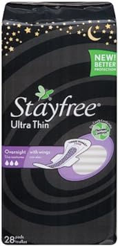 Stayfree Ultra Thin Overnight with Wings, 28-Count