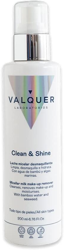 Valquer Laboratorios Micellar Facial Milk Makeup Remover With Bamboo Water And Sea Seaweed Moisturizing Anti-Aging Purifying All Kinds Of Skin 200Ml