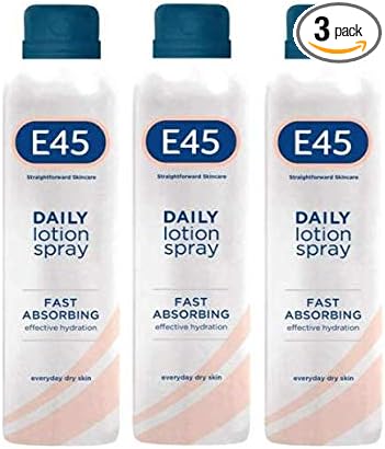 E45 Daily Lotion Spray 200 ml x3 Pack – E45 Spray to Repair and Moisturise Dry Sensitive Skin - Body Lotion Moisturiser Spray for Soft Skin and Long-Lasting Hydration – Suitable for Eczema Prone Skin