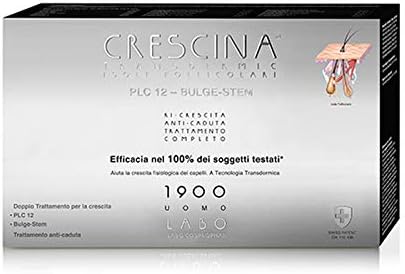 Crescina Complete Treatment Transdermic Follicular Islands Plc12 Bulge Stem Anti-Loss Strong Hair Regrowth 1900 Man 20 (7+ 7+ 6) Vials
