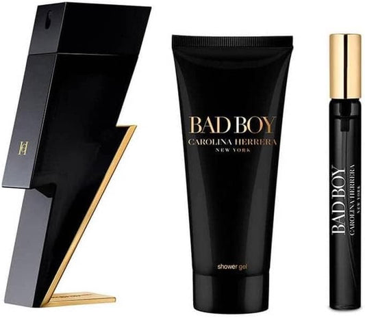 Carolina Herrera Bad Boy Eau De Toilette 50Ml Gift Set 2023 (Contains 50Ml Edt, 10Ml Travel Spray And 100Ml Shower Gel)